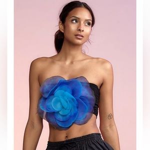 Cynthia Rowley Organza Flower Bandeau Top